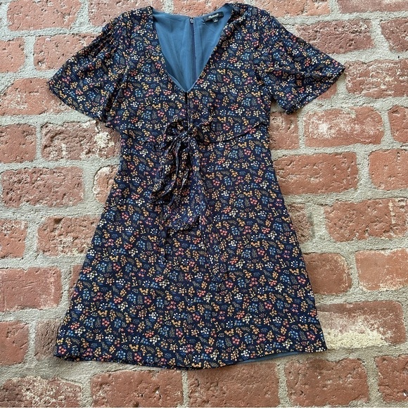 Madewell Dresses & Skirts - Madewell Cross-Front Mini Dress in Garden Party Liberty Blue Night floral size 0